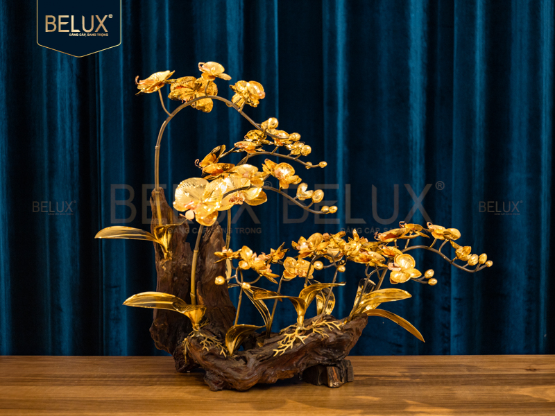 Lan Trầm Mộc 9 cành  mạ vàng 24k&nbsp;61x31x50cm